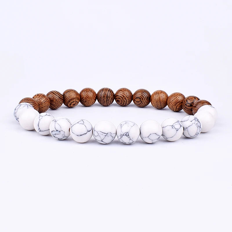 Volcanic Lava Stone &amp; Wooden Bead Bracelet