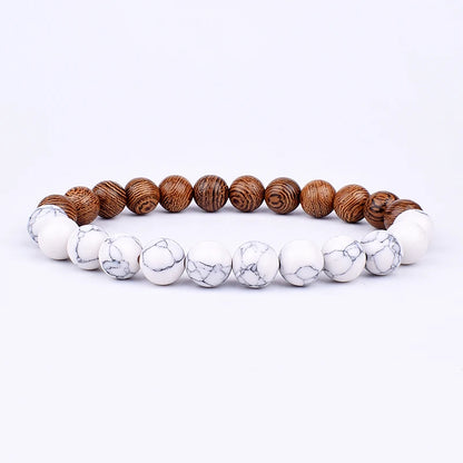 Volcanic Lava Stone &amp; Wooden Bead Bracelet