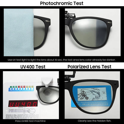 VIVIBEE Men Photochromic Polarized Lens Flip Up Clip-on Sunglasses
