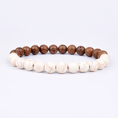 Volcanic Lava Stone &amp; Wooden Bead Bracelet