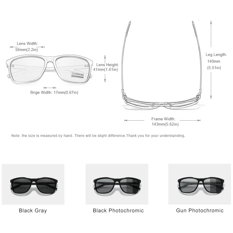 Aluminum Frame Polarized Photochromic Sunglasses for Men