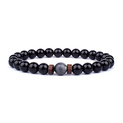 Volcanic Lava Stone &amp; Wooden Bead Bracelet