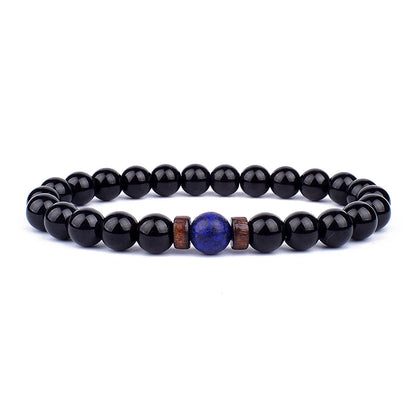 Volcanic Lava Stone &amp; Wooden Bead Bracelet