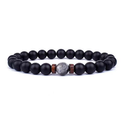 Volcanic Lava Stone &amp; Wooden Bead Bracelet
