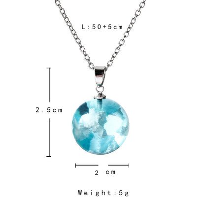 Chic Transparent Resin Round Ball Moon Pendant Necklace