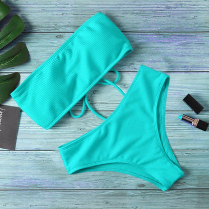New Women’s High Waist Strapless Bikini