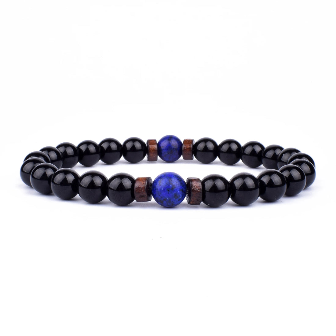 Volcanic Lava Stone & Wooden Bead Bracelet