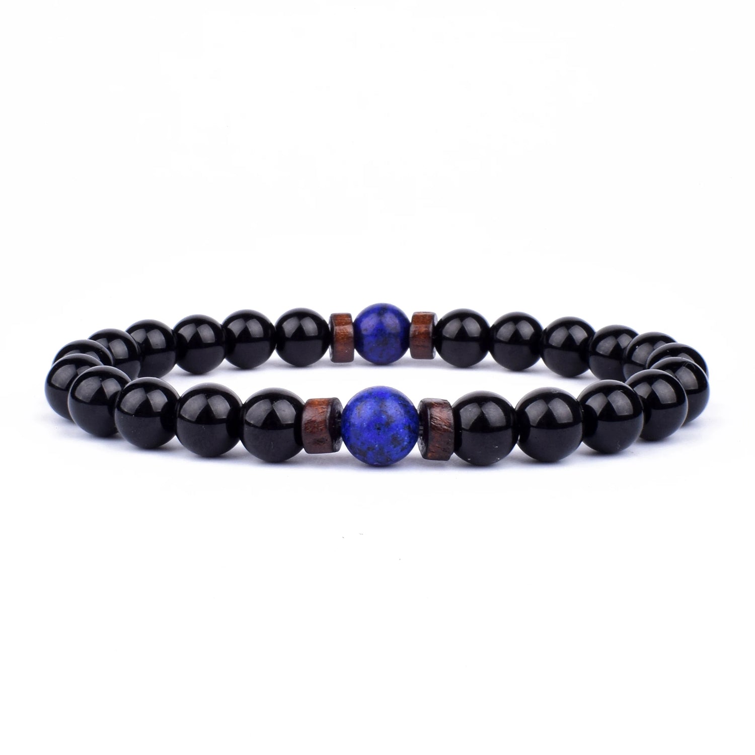Volcanic Lava Stone &amp; Wooden Bead Bracelet