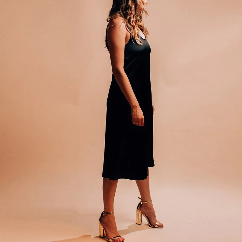Spaghetti Straps V-Neck Backless Long Dress for Women