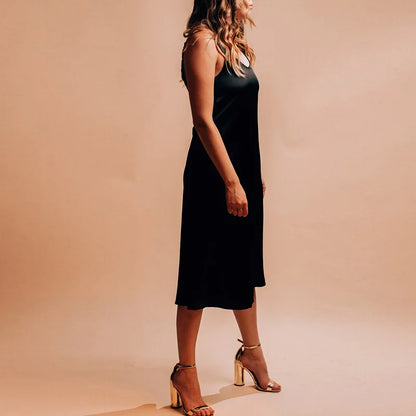 Spaghetti Straps V-Neck Backless Long Dress for Women