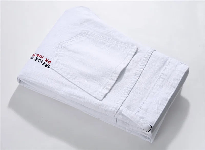 Men’s Ripped Printed Skinny Jeans | Hip Hop Streetwear Denim Pants