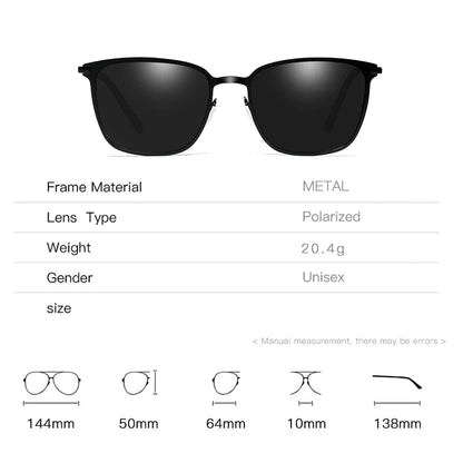 Men’s Square Polarized Sunglasses – Night Vision Driver Metal Shades