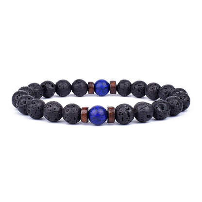 Volcanic Lava Stone &amp; Wooden Bead Bracelet