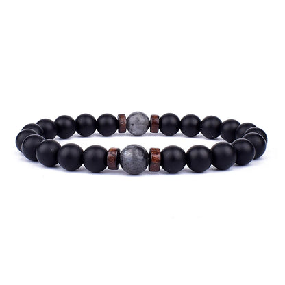 Volcanic Lava Stone &amp; Wooden Bead Bracelet