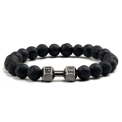 Natural Volcanic Stone Dumbbell Beaded Bracelet