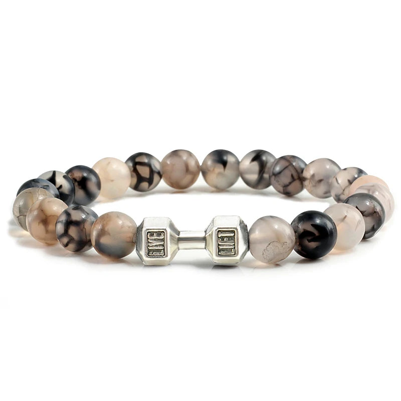 Natural Volcanic Stone Dumbbell Beaded Bracelet