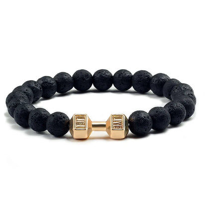 Natural Volcanic Stone Dumbbell Beaded Bracelet