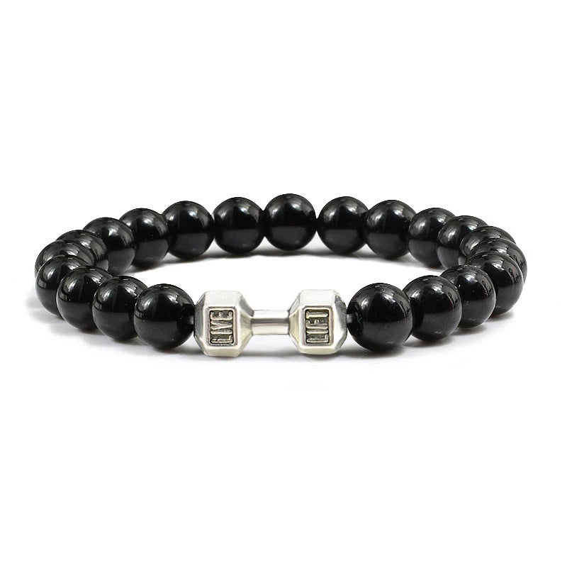 Natural Volcanic Stone Dumbbell Beaded Bracelet