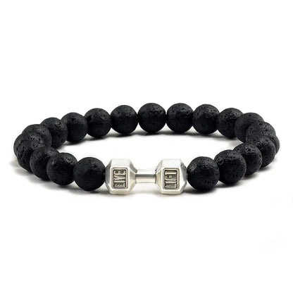 Natural Volcanic Stone Dumbbell Beaded Bracelet