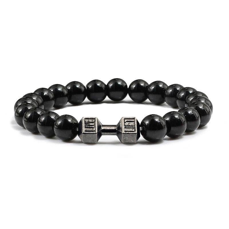 Natural Volcanic Stone Dumbbell Beaded Bracelet
