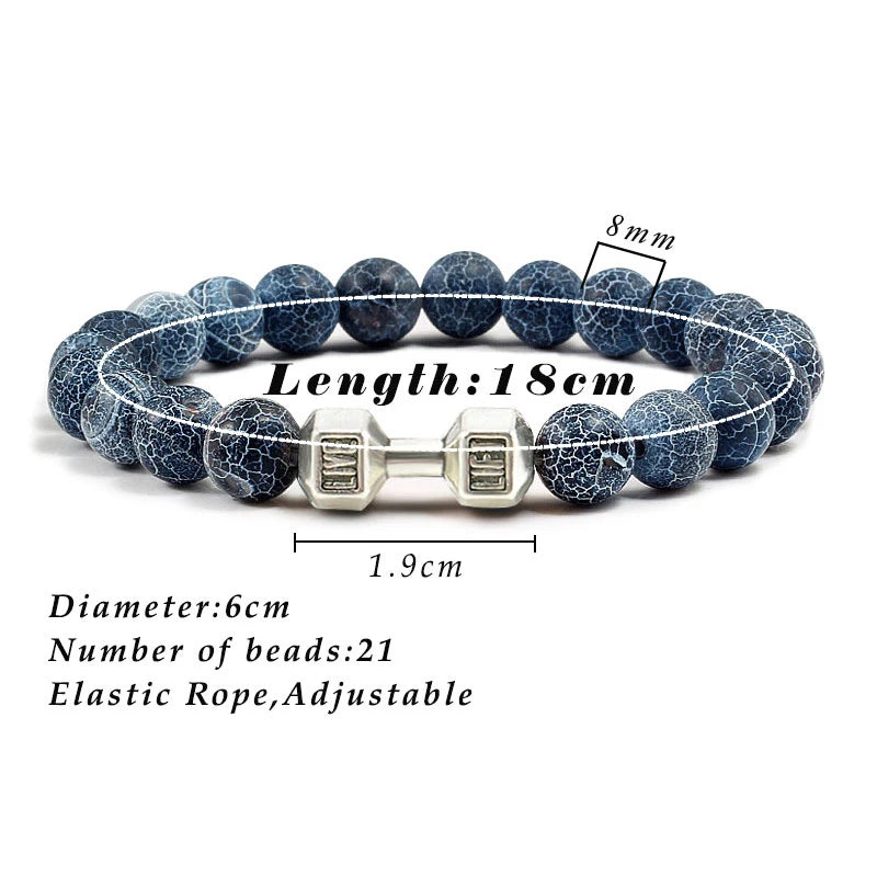Natural Volcanic Stone Dumbbell Beaded Bracelet
