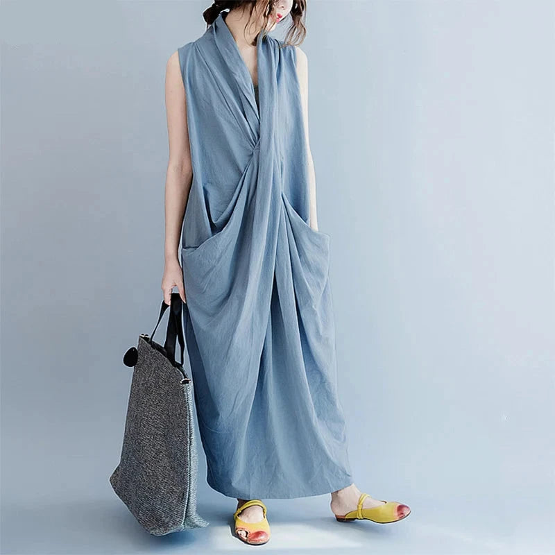 ZANZEA Oversize Asymmetrical Maxi Dress