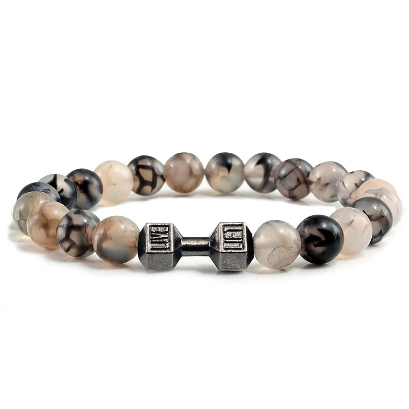 Natural Volcanic Stone Dumbbell Beaded Bracelet