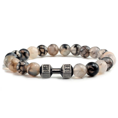 Natural Volcanic Stone Dumbbell Beaded Bracelet