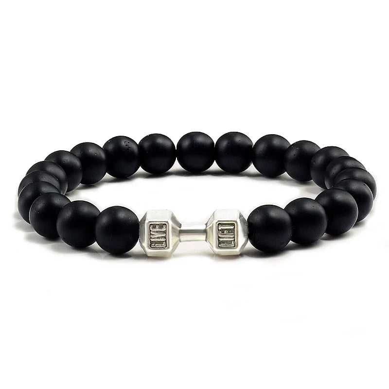 Natural Volcanic Stone Dumbbell Beaded Bracelet