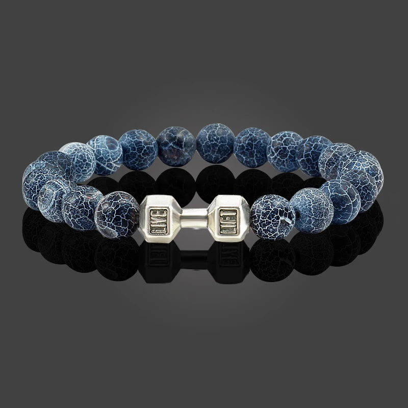 Natural Volcanic Stone Dumbbell Beaded Bracelet