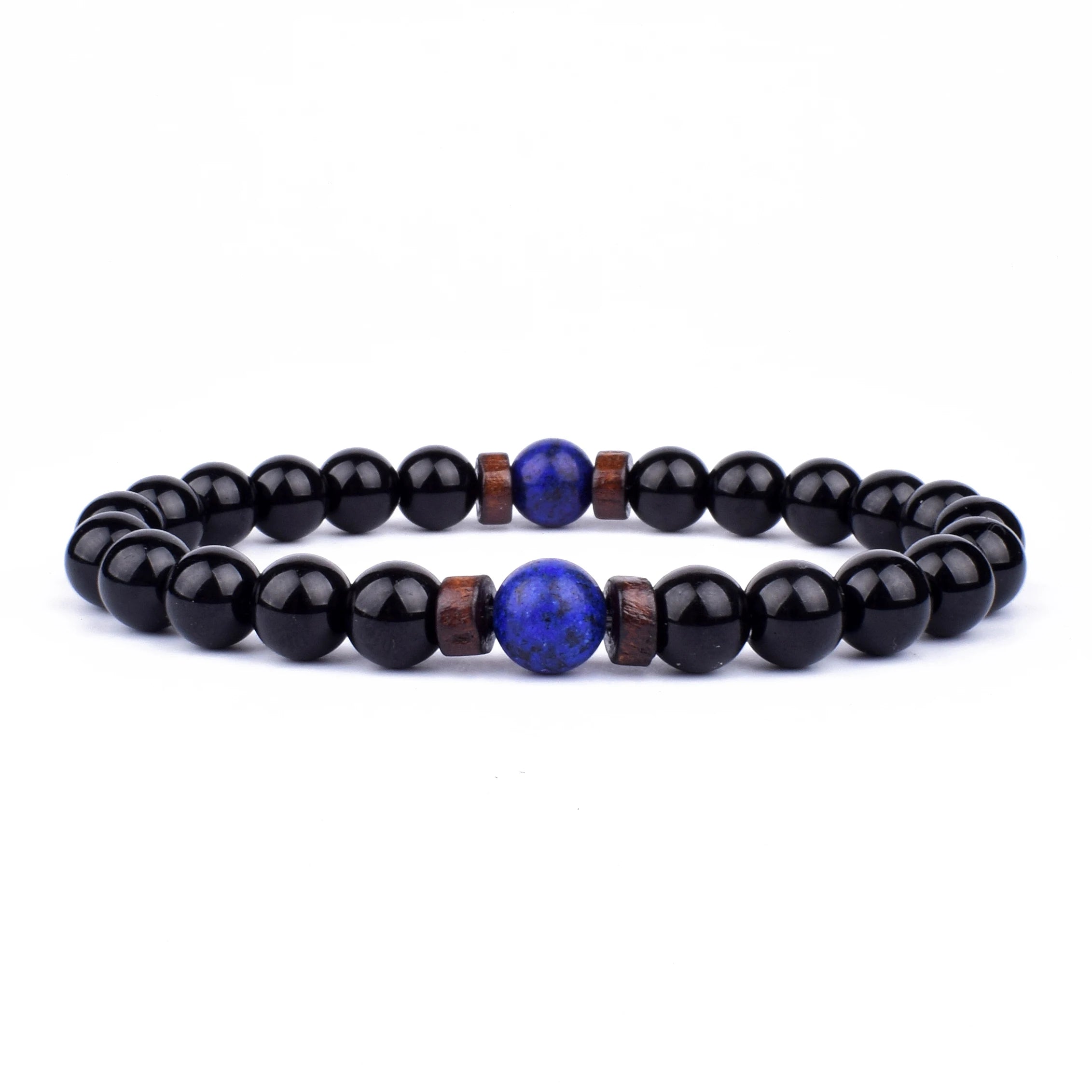 Volcanic Lava Stone &amp; Wooden Bead Bracelet
