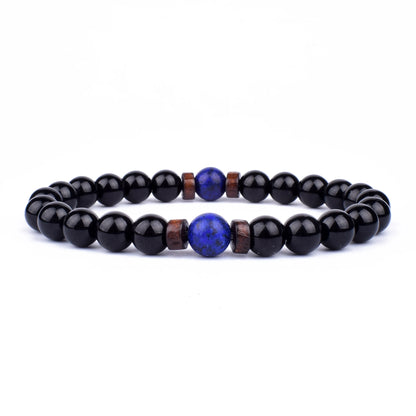 Volcanic Lava Stone &amp; Wooden Bead Bracelet