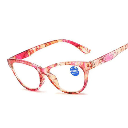 Floral Print PC Frame Cat Eye Eyewear for Presbyopia
