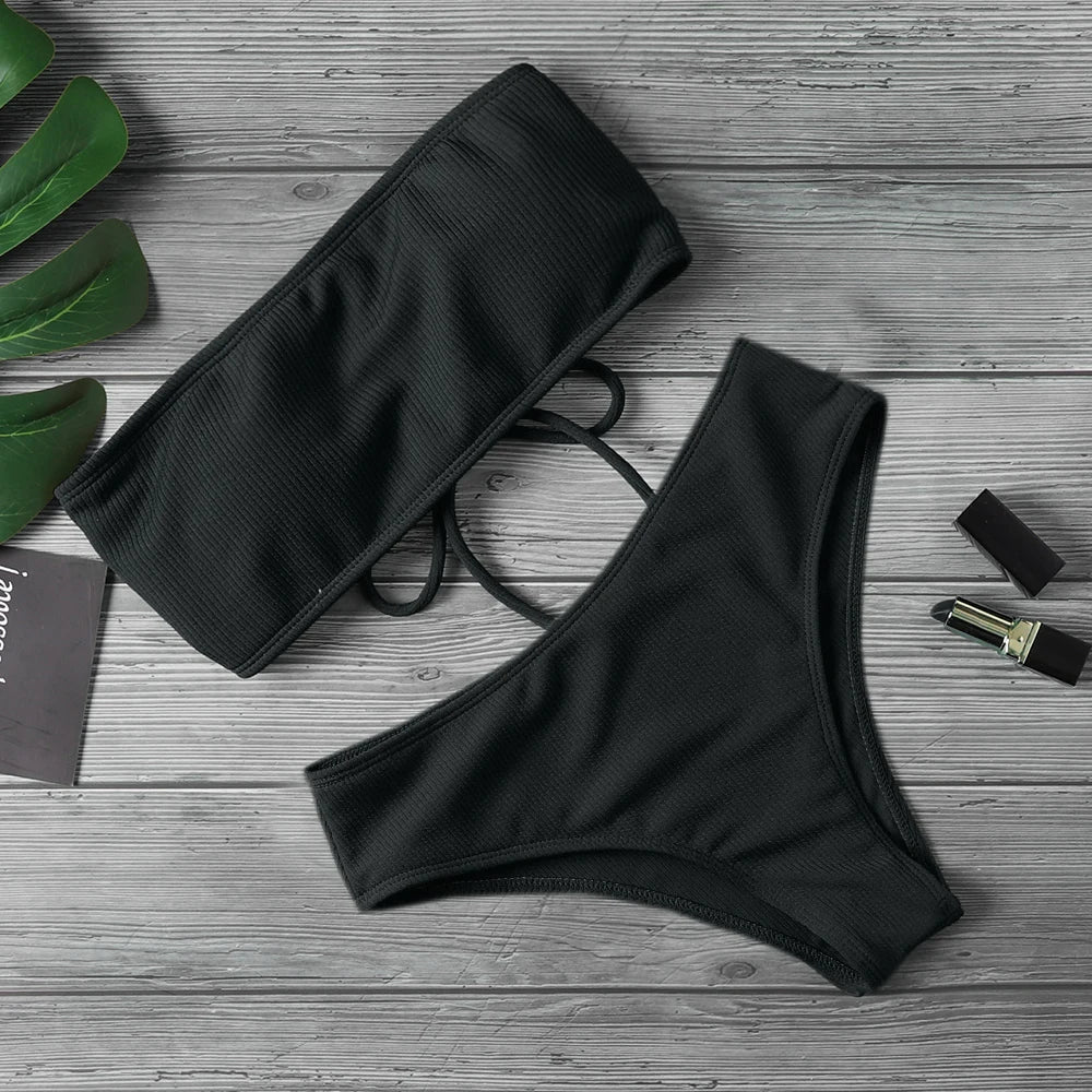 New Women’s High Waist Strapless Bikini
