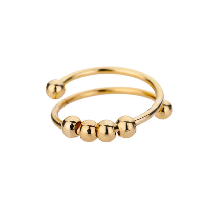 18K Gold Plated Stainless Steel Bead Ring