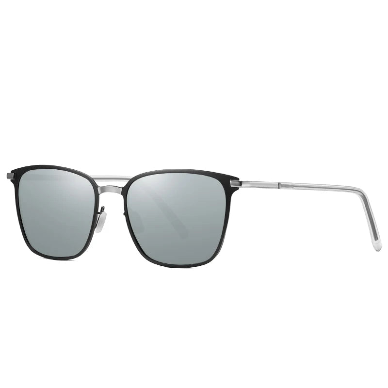 Men’s Square Polarized Sunglasses – Night Vision Driver Metal Shades