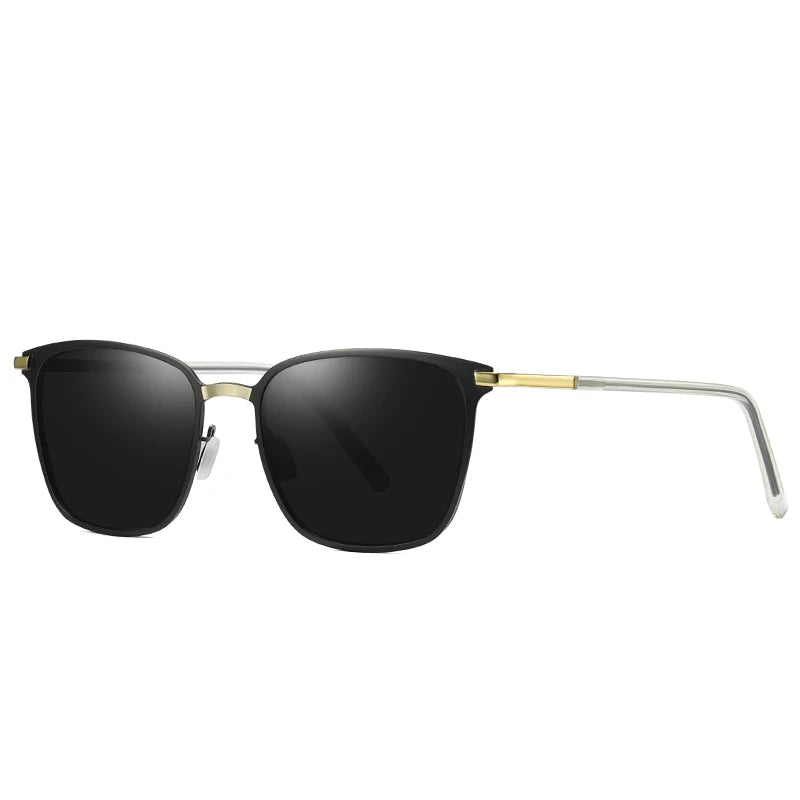 Men’s Square Polarized Sunglasses – Night Vision Driver Metal Shades