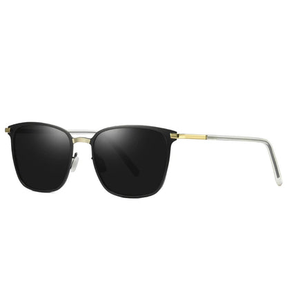 Men’s Square Polarized Sunglasses – Night Vision Driver Metal Shades