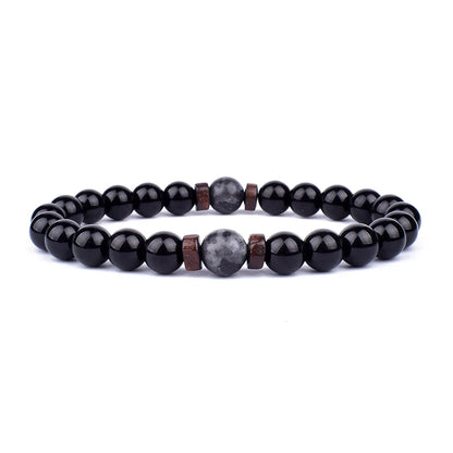 Volcanic Lava Stone &amp; Wooden Bead Bracelet