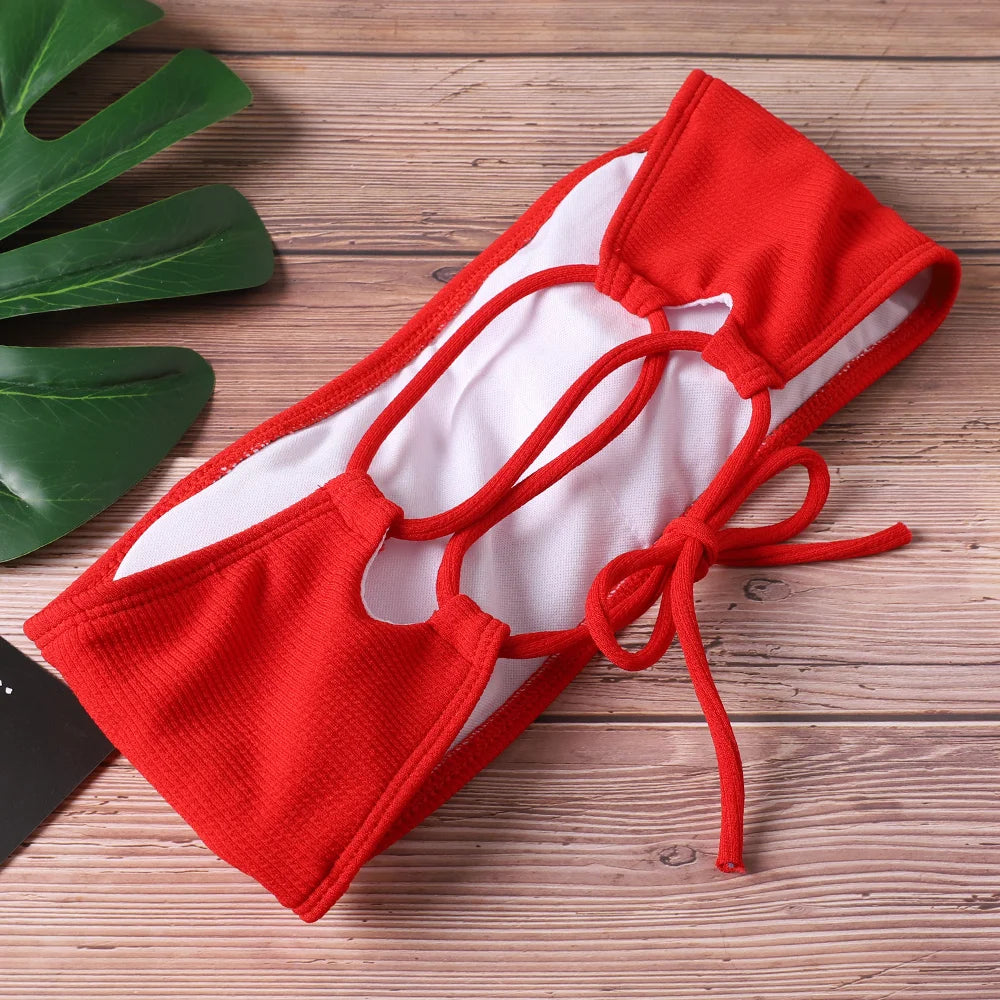 New Women’s High Waist Strapless Bikini