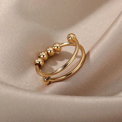 18K Gold Plated Stainless Steel Bead Ring