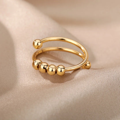 18K Gold Plated Stainless Steel Bead Ring