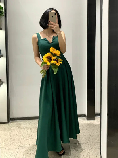 Summer V-Neck Spaghetti Strap Maxi Dress for Women