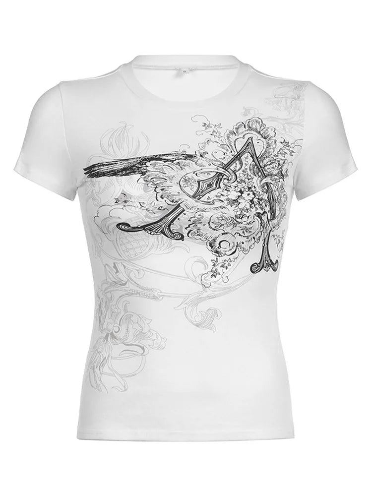 Retro Graphic Crop Top – Women’s Casual Vintage Tee