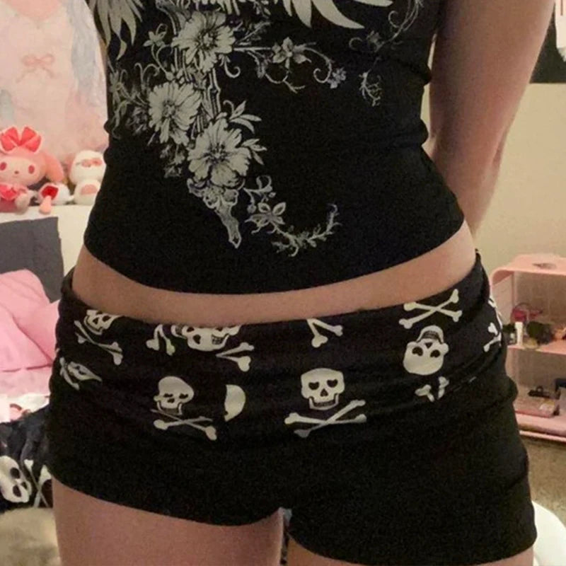 Women’s Y2K Skull Print Shorts | Summer Streetwear Style