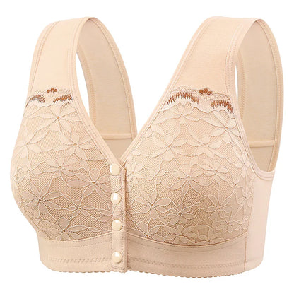 Soft Cotton Thin Cup Front Buckle Bras | Extra Comfortable, Wire-Free, Lace Vest Style