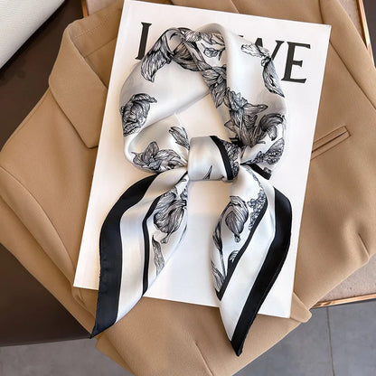 Striped Imitation Silk Scarf for Women