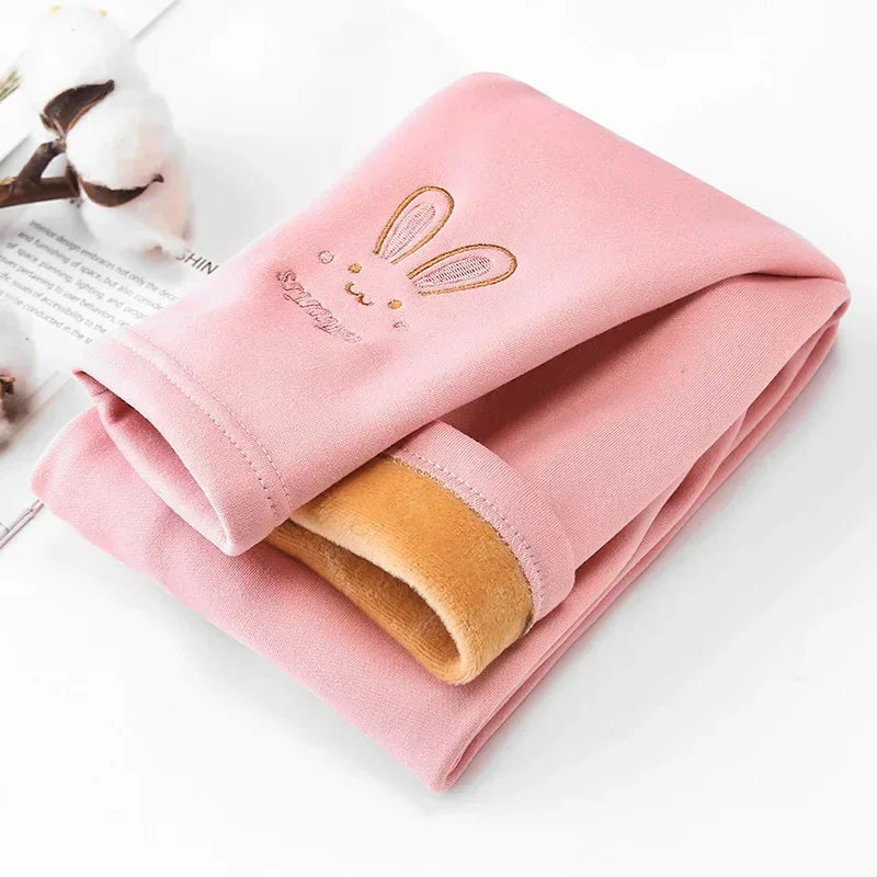 Girls Thermal Leggings – Bunny Print Winter Tights