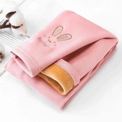 Girls Thermal Leggings – Bunny Print Winter Tights