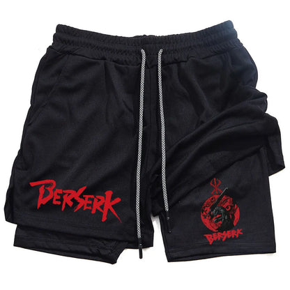 Anime Berserk Print Men’s 2-in-1 Running Shorts